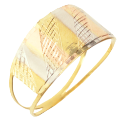 Anel Ouro 18K Tricolor Dois...