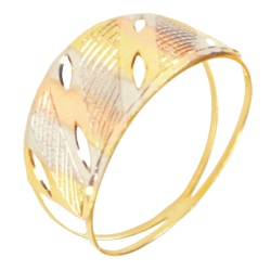 Anel Ouro 18K Tricolor Com...