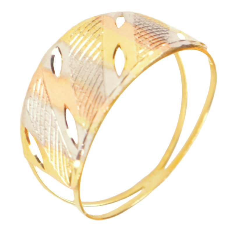 Anel Ouro 18K Tricolor Com Riscos