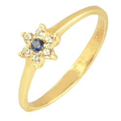 Anel Ouro 18K Flor Com...