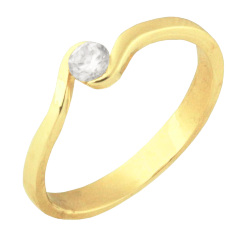 ANEL 18K SOLITARIO COM ZIRCONIA