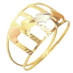 Anel Ouro 18K Tricolor Dois...