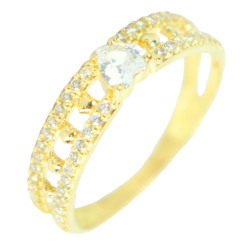 Anel Ouro 18K Princesa Com...