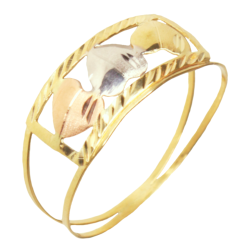 Anel Ouro 18K Tricolor Dois...