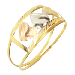 Anel Ouro 18K Tricolor Dois...