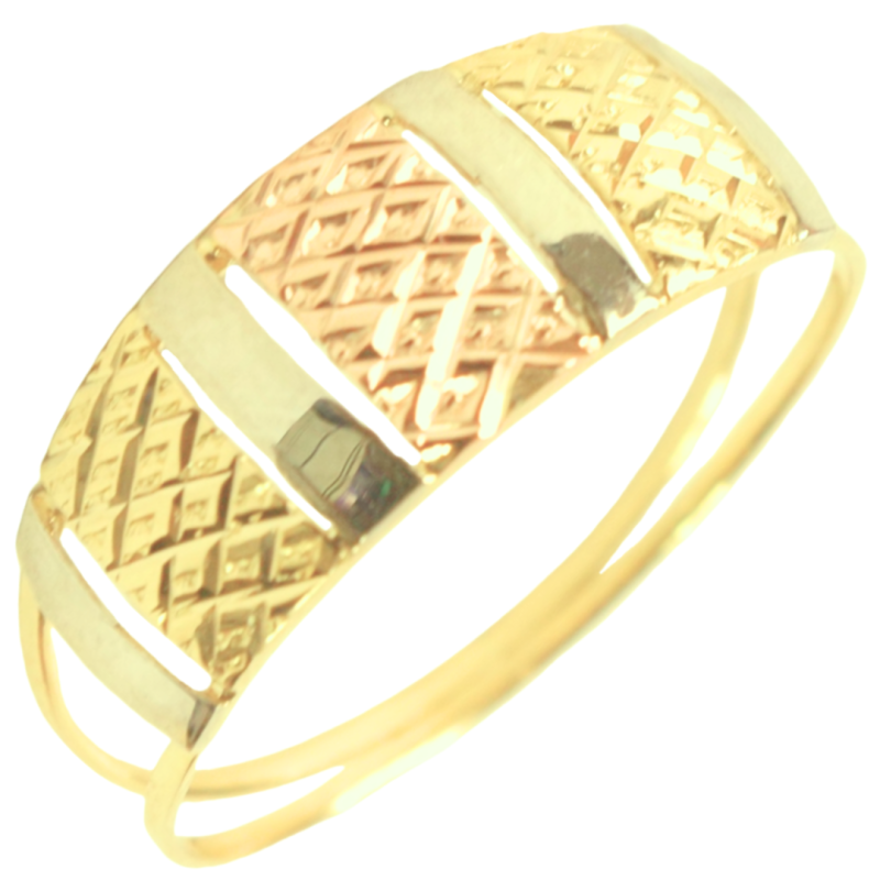 Anel Ouro 18K Tricolor Com Tirinhas