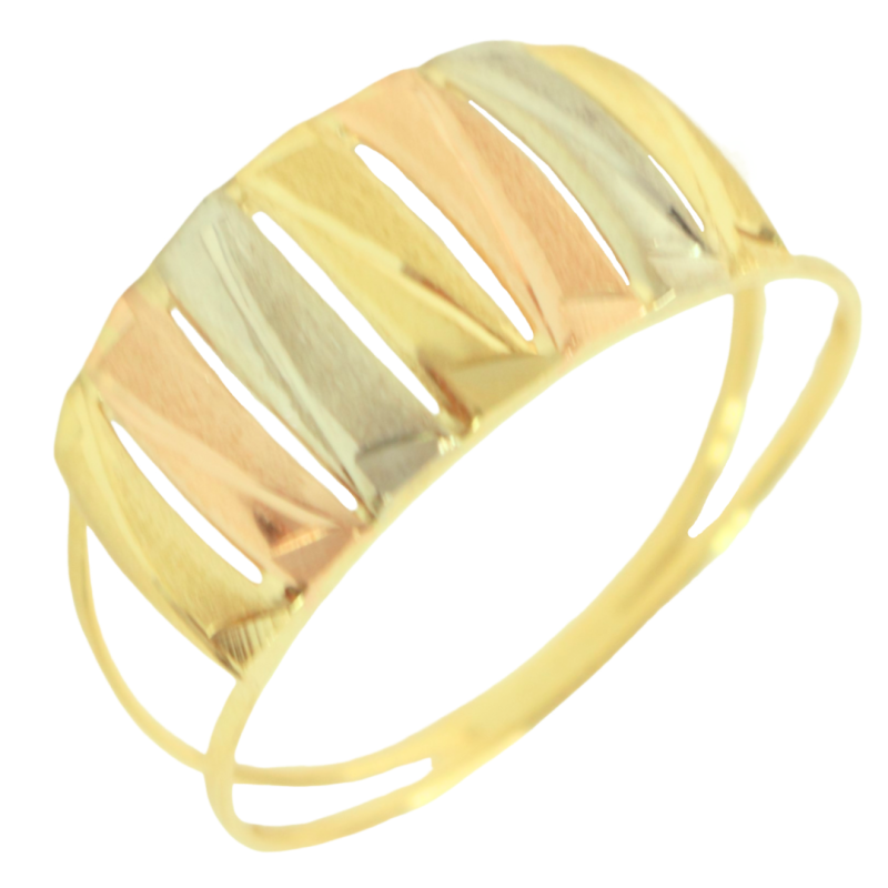 Anel Ouro 18K Tricolor Tirinha