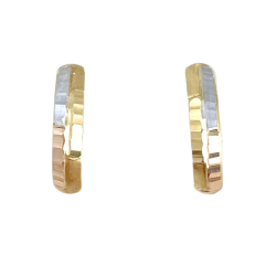 Brinco Ouro 18K Tricolor Faixa