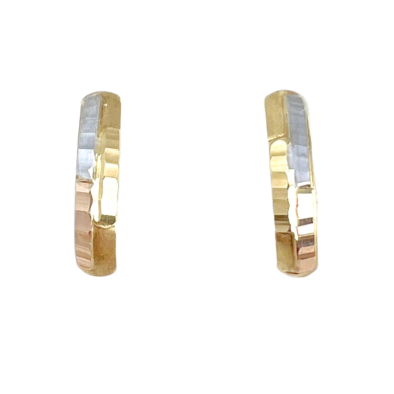 Brinco Ouro 18K Tricolor Faixa