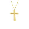 Pingente Ouro 18K Crucifixo Com Faixas