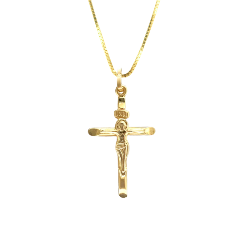 Pingente Ouro 18K Crucifixo INRI Com Cristo