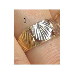 Anel Ouro 18K Tricolor Três Conchas