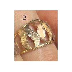 Anel Ouro 18K Bicolor Aro Duplo Ondas